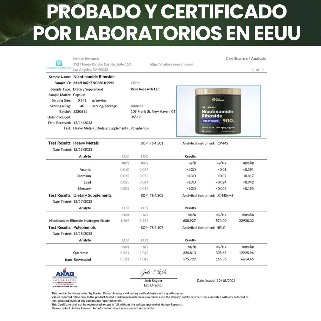 NAD+ para el envejecimiento, la energía y la concentración (80 Cápsulas)