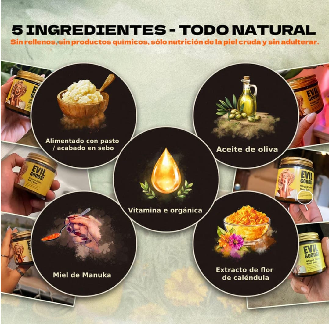 EVIL GOODS! Crema facial orgánica, cuidado de la piel.