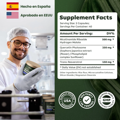 NAD+ para el envejecimiento, la energía y la concentración (80 Cápsulas)