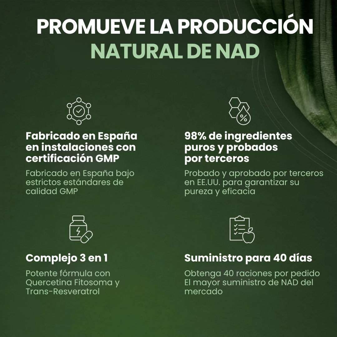 NAD+ para el envejecimiento, la energía y la concentración (80 Cápsulas)