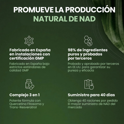 NAD+ para el envejecimiento, la energía y la concentración (80 Cápsulas)